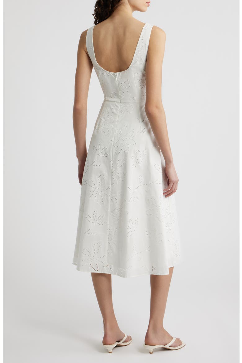 Eyelet Sleeveless Fit & Flare Midi Dress, Alternate, color, WHITE