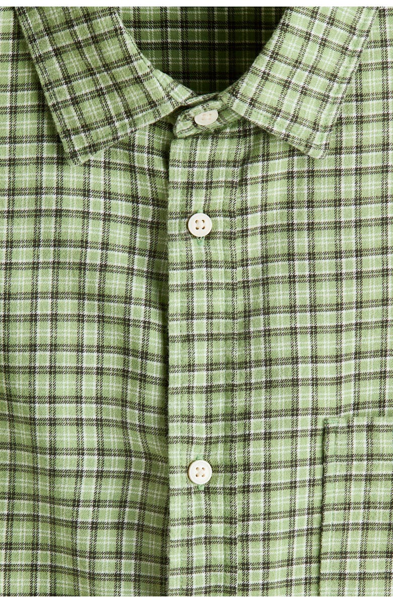 H&M Relaxed Fit Cotton Flannel Shirt, Alternate, color, Light Green/Checked