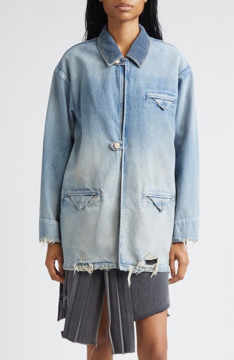 Distressed Denim Half Coat
