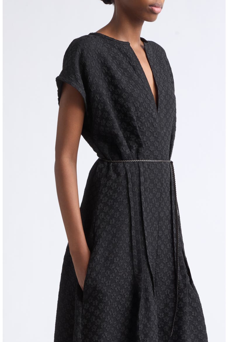Floral Embossed Jacquard Maxi Dress, Alternate, color, BLACK
