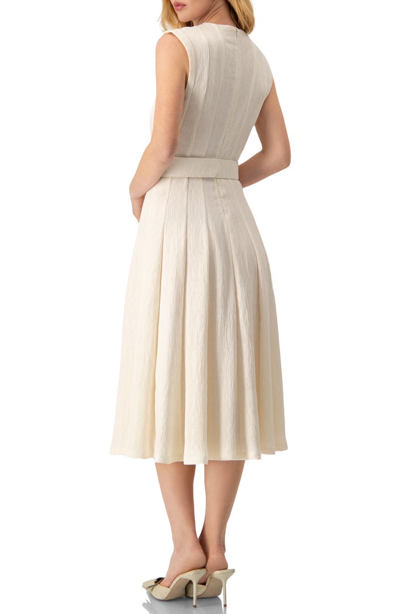 IVONNE Sleeveless Midi Dress with Belt, Alternate, color, Natural