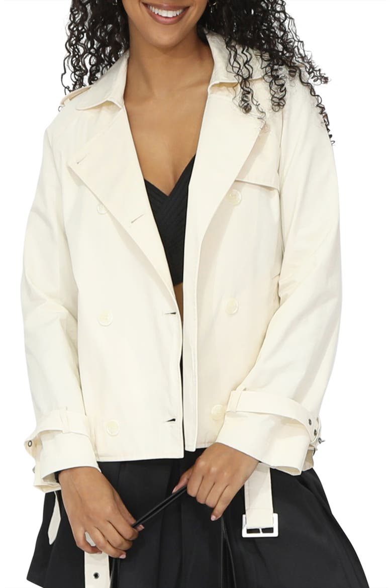 Cool Nights Cropped Trench Coat, Alternate, color, Off White