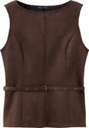 MANGO Belted Faux Suede Top