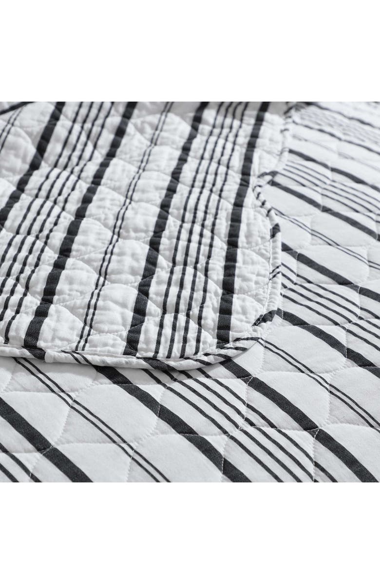 Laura Ashley Stripe Perfection 3-Piece Twin Quilt & Sham Set, Alternate, color, Dark Grey