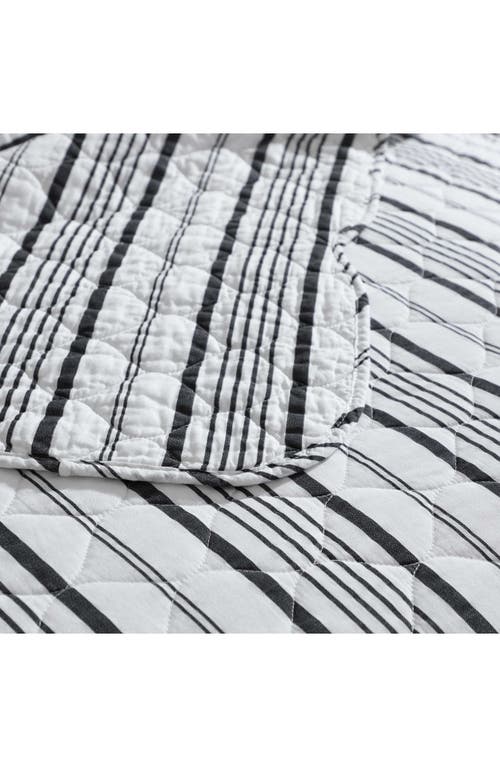 Laura Ashley Stripe Perfection 3-piece Queen Quilt & Sham Set In Dark Grey