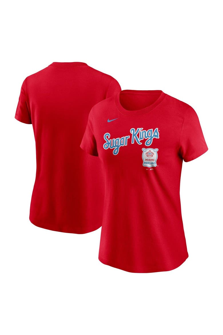 Women's Nike  Red Miami Marlins City Connect Wordmark T-Shirt, Main, color, Red