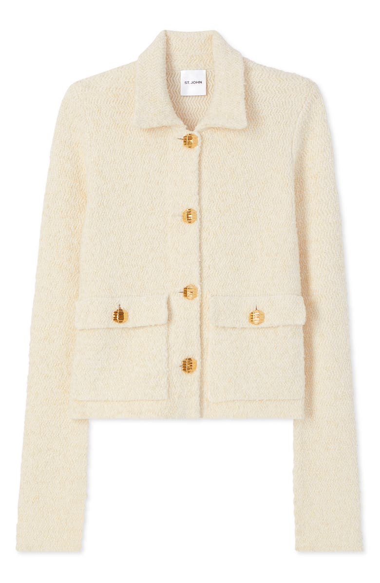ST. JOHN Zigzag Stitch Tweed Knit Jacket, Alternate, color, 