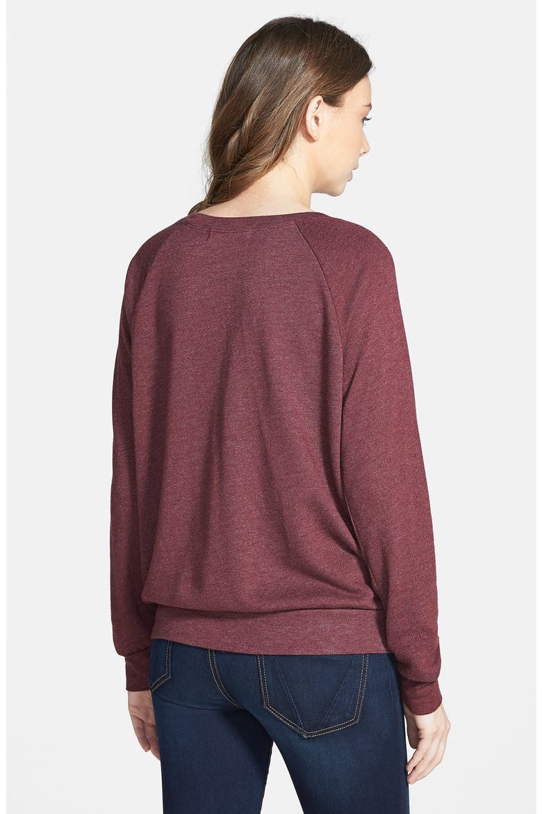 'When in Doubt, Vacation' Raglan Sleeve Sweatshirt, Alternate, color, OXBLOOD