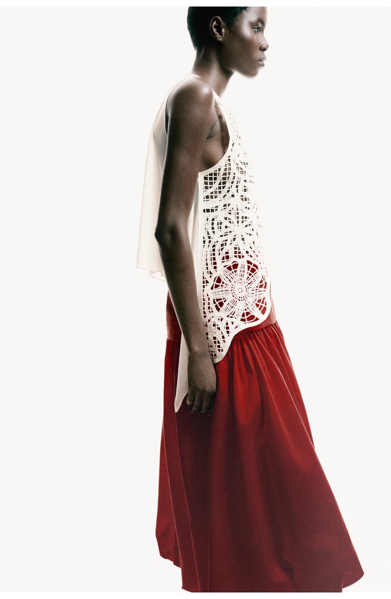 H&M Asymmetric Crochet-look Top, Alternate, color, Cream