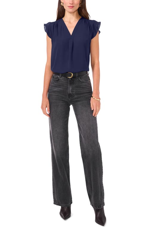 Chaus Flutter Sleeve V-neck Blouse In Blue