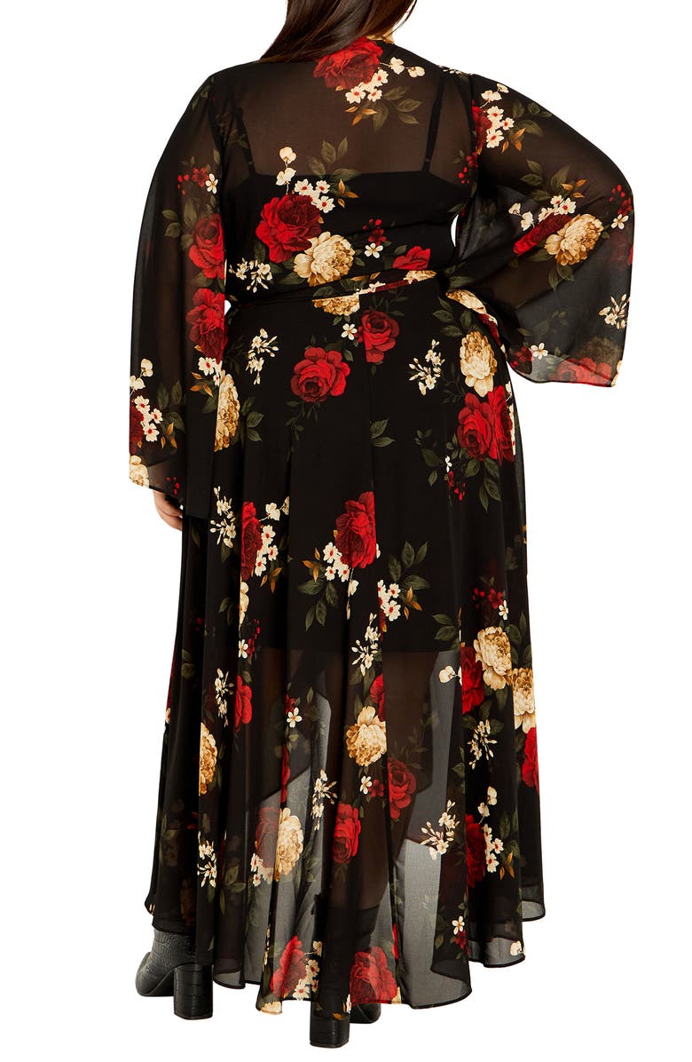 City Chic Julissa Floral Chiffon High-Low Dress, Alternate, color,