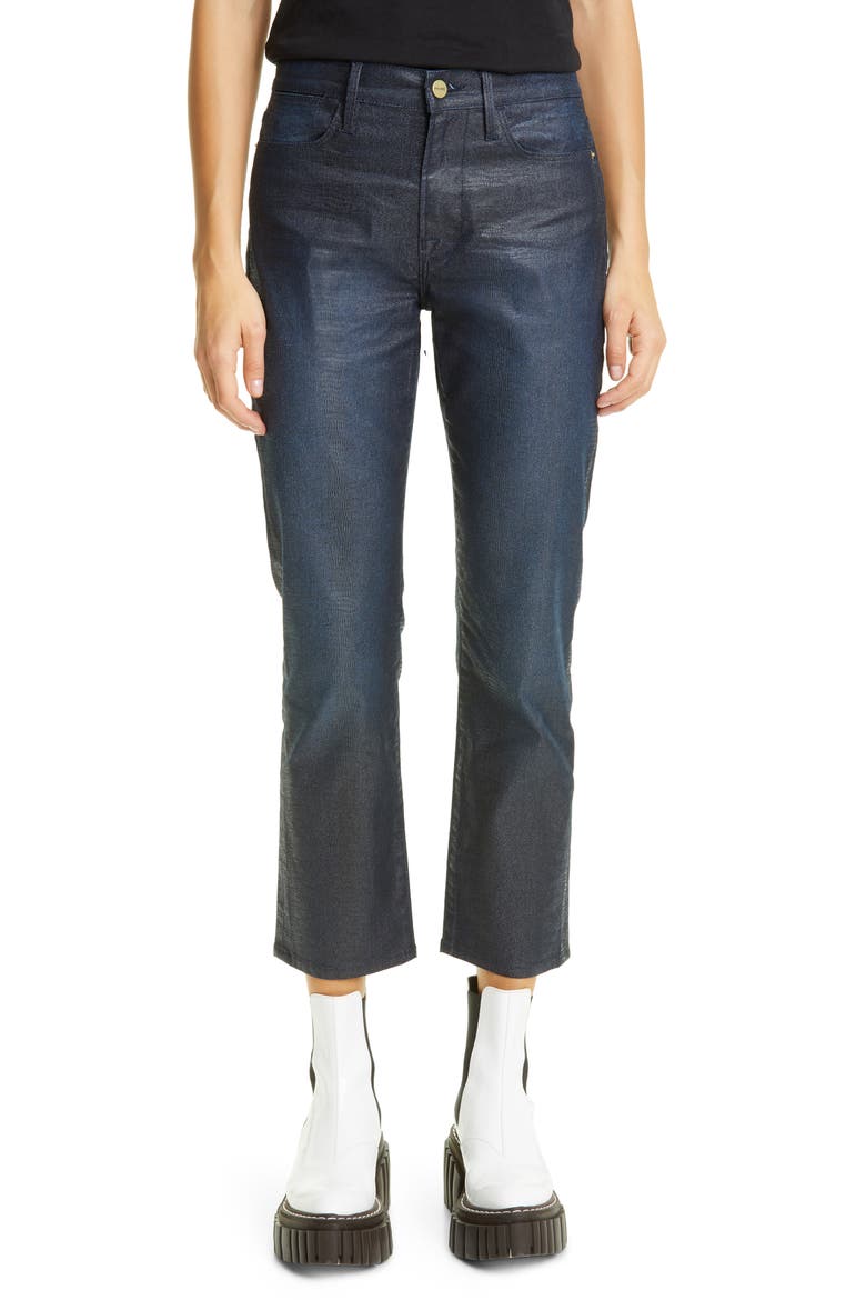 Le High Lizard Coated Straight Leg Jeans, Main, color, INDIGO LIZARD