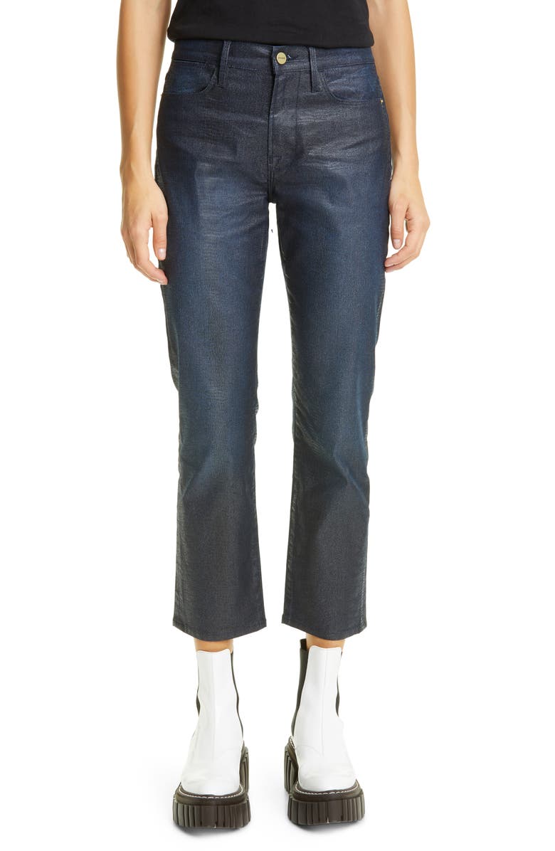 FRAME Le High Lizard Coated Straight Leg Jeans, Main, color,
