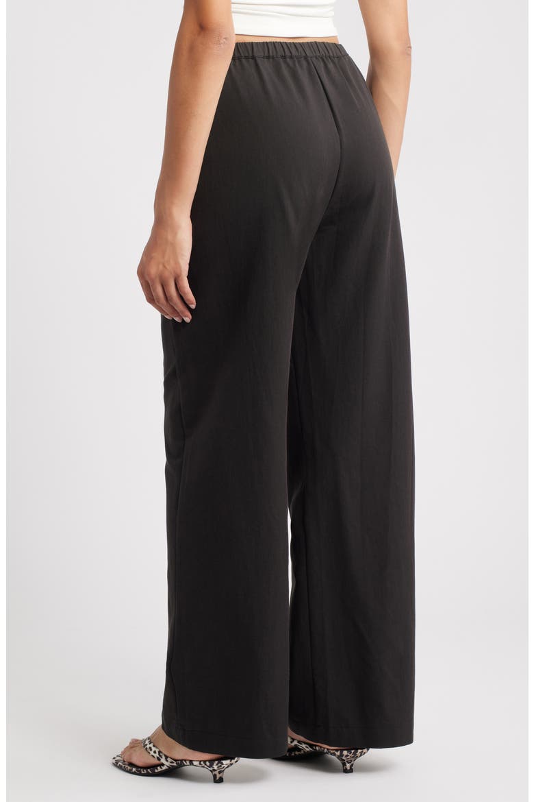 Drew Cotton Blend Wide Leg Pants, Alternate, color, BLACK