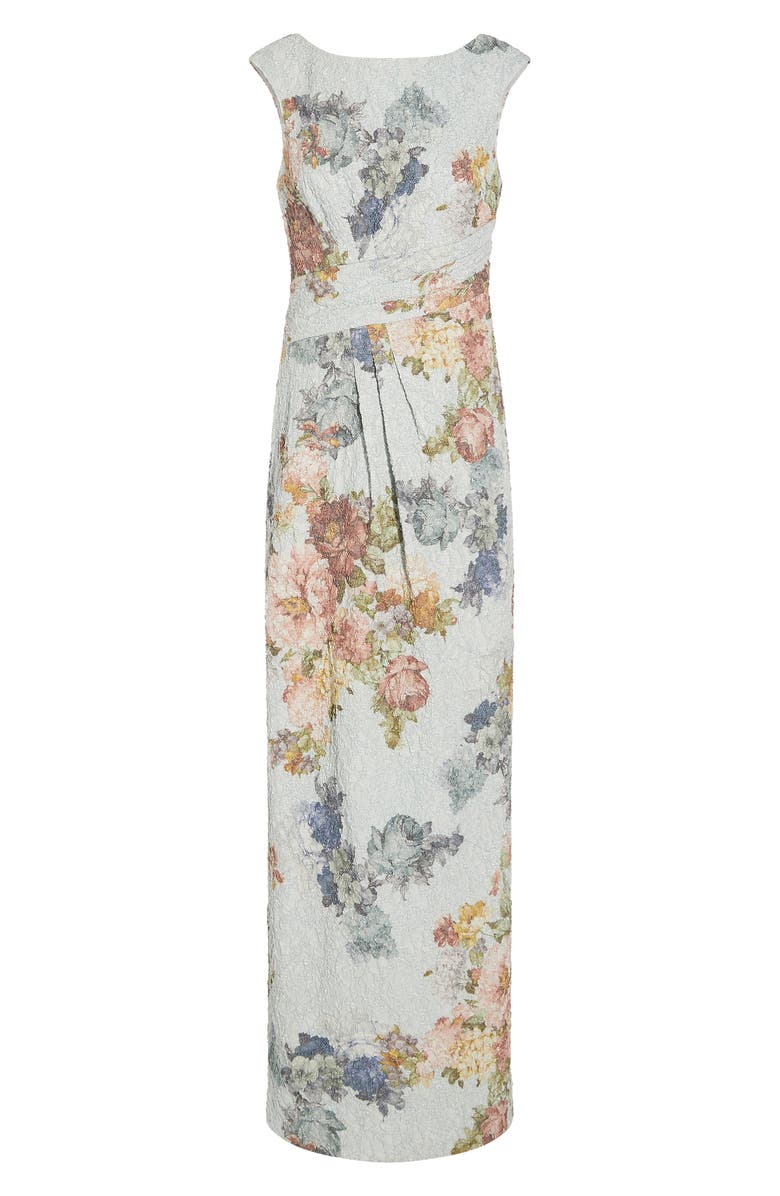 Adrianna Papell Floral Matelassé Column Evening Gown, Alternate, color,