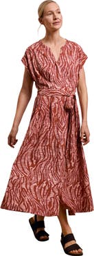 Celtic & Co. Tie Waist Relaxed V-Neck Midi Dress