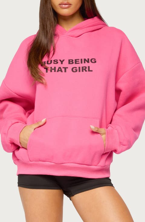 Busy Girl Graphic Oversized Hoodie