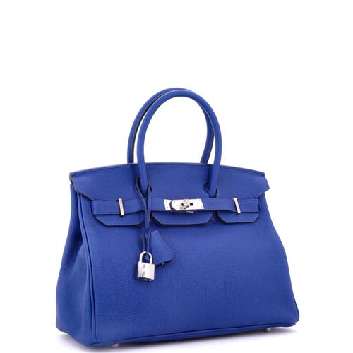 Pre-owned Hermes Hermes Birkin Handbag Blue Togo With Palladium Hardware 30 In Blue