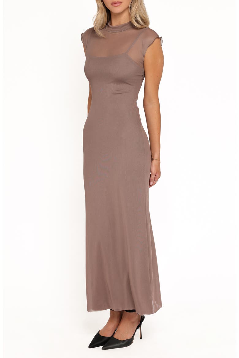 Charice Mock Neck Maxi Dress, Alternate, color, BROWN