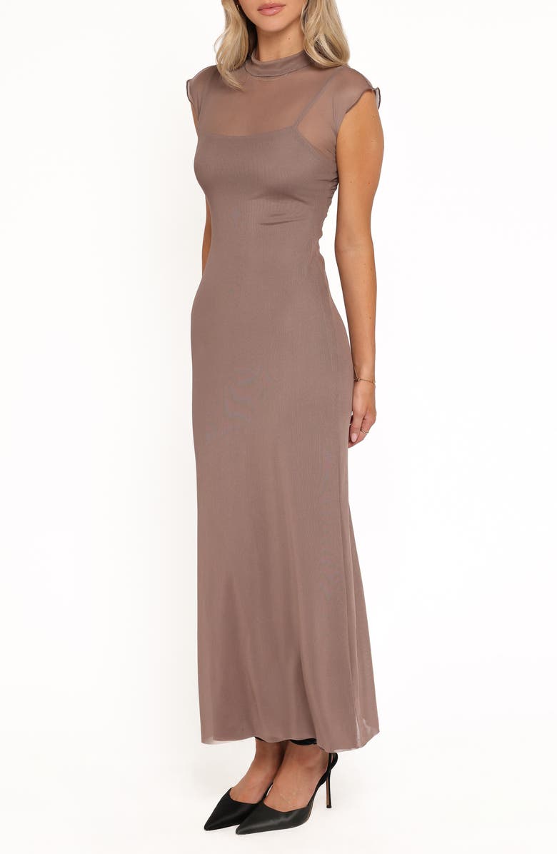 Petal & Pup Charice Mock Neck Maxi Dress, Alternate, color, Brown
