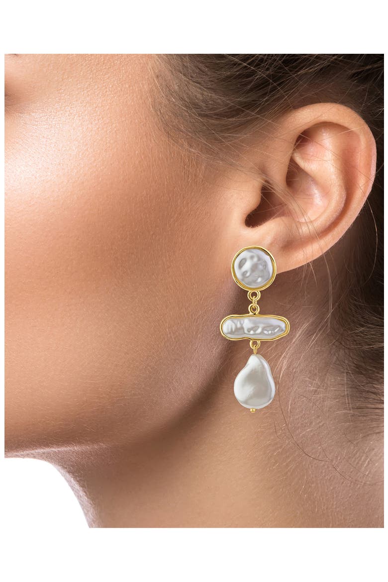 Faux Pearl Tiered Drop Earrings (Nordstrom Exclusive), Alternate, color, WHITE/ GOLD