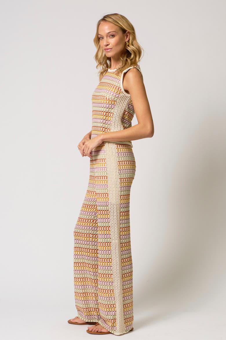Celine Rainbow Crochet Sleeveless Knit Top, Alternate, color, RAINBOW