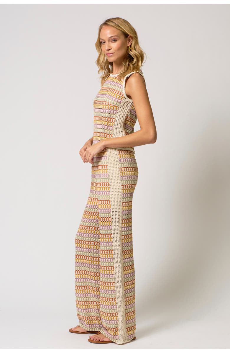 Central Park West Celine Rainbow Crochet Sleeveless Knit Top, Alternate, color, Rainbow