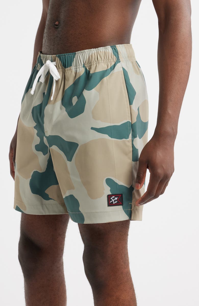 DARK SEAS Warwick Stretch Drawstring Shorts, Alternate, color, Green/ Beige Camo