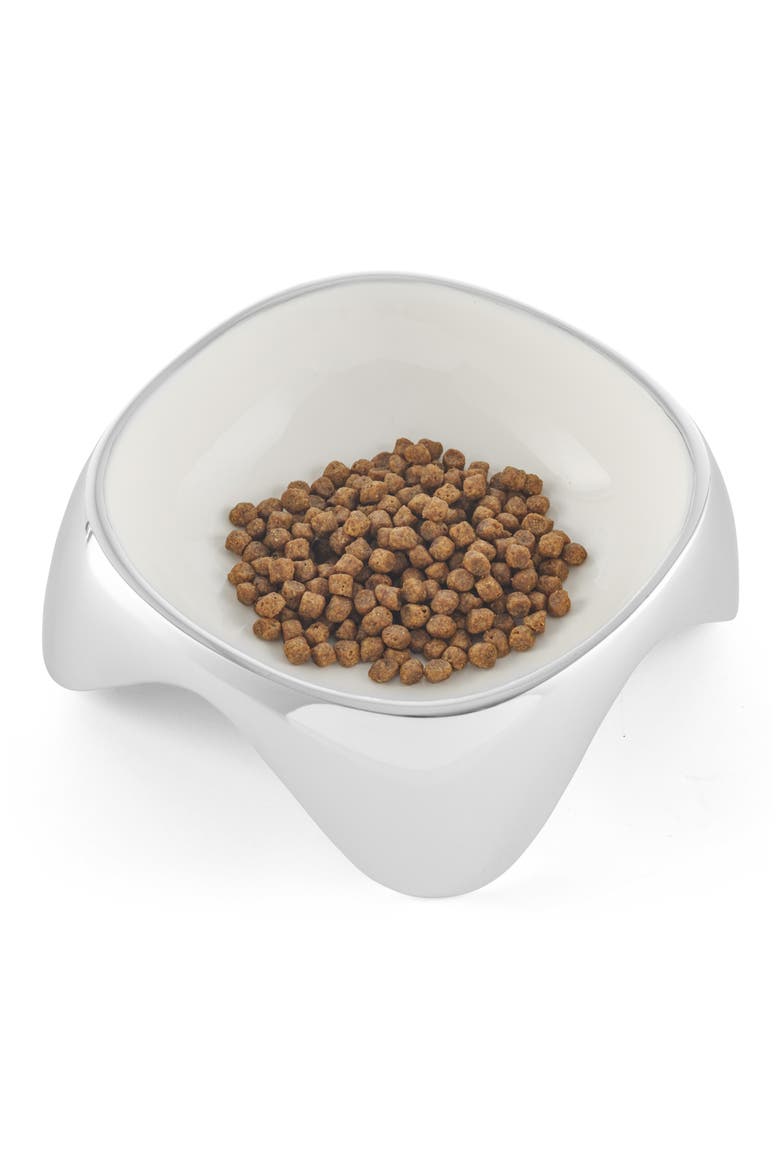 Medium Enameled Pet Bowl, Alternate, color, ALLOY