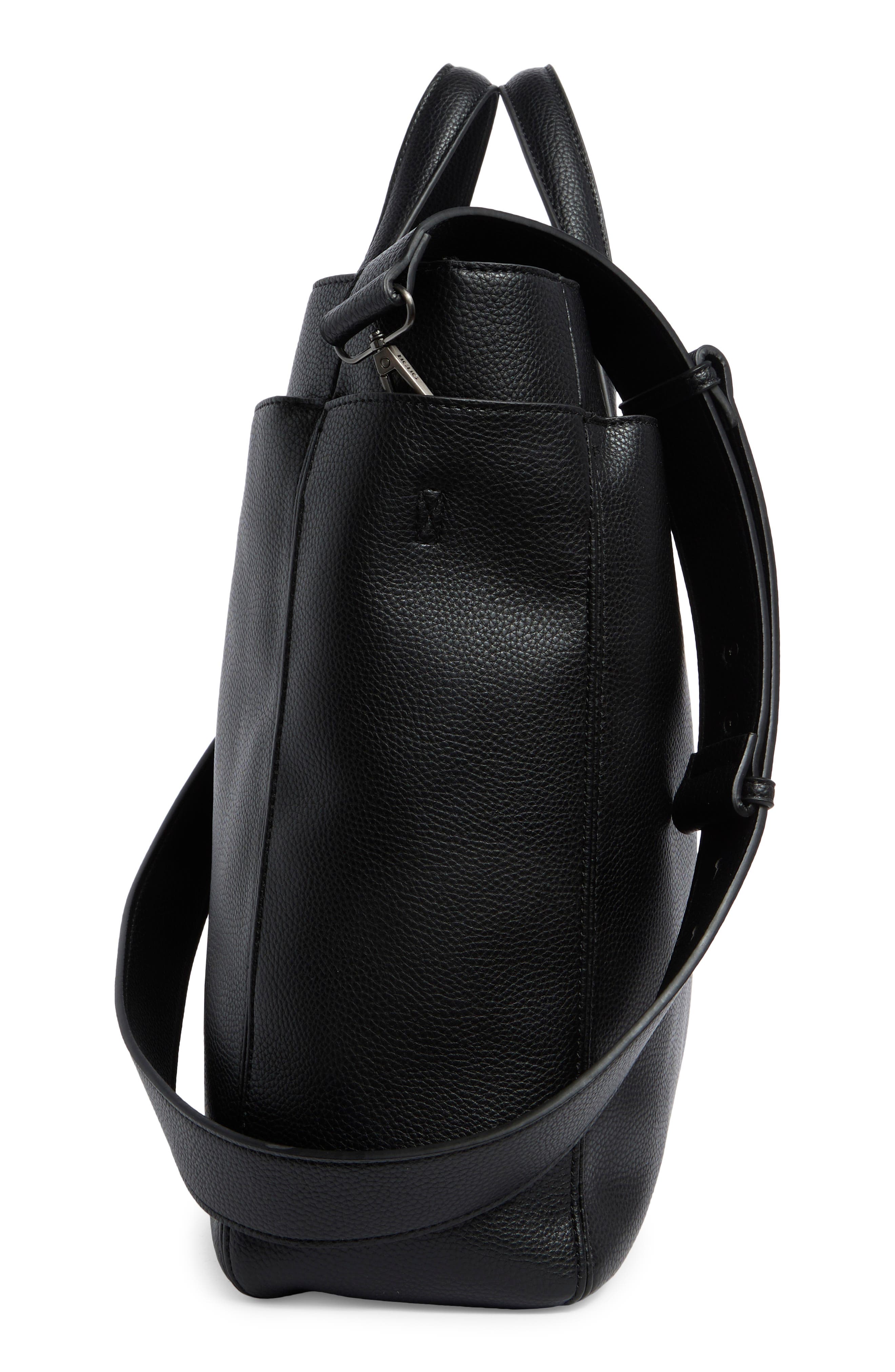 BCBG Layered Faux Leather Tote, Alternate, color, Black