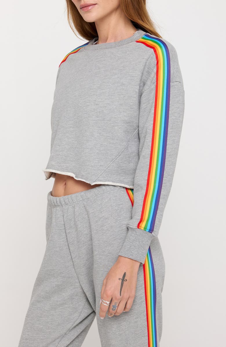 Spiritual Gangster Rainbow Stripe Cotton & Modal Crop Sweatshirt, Alternate, color, 