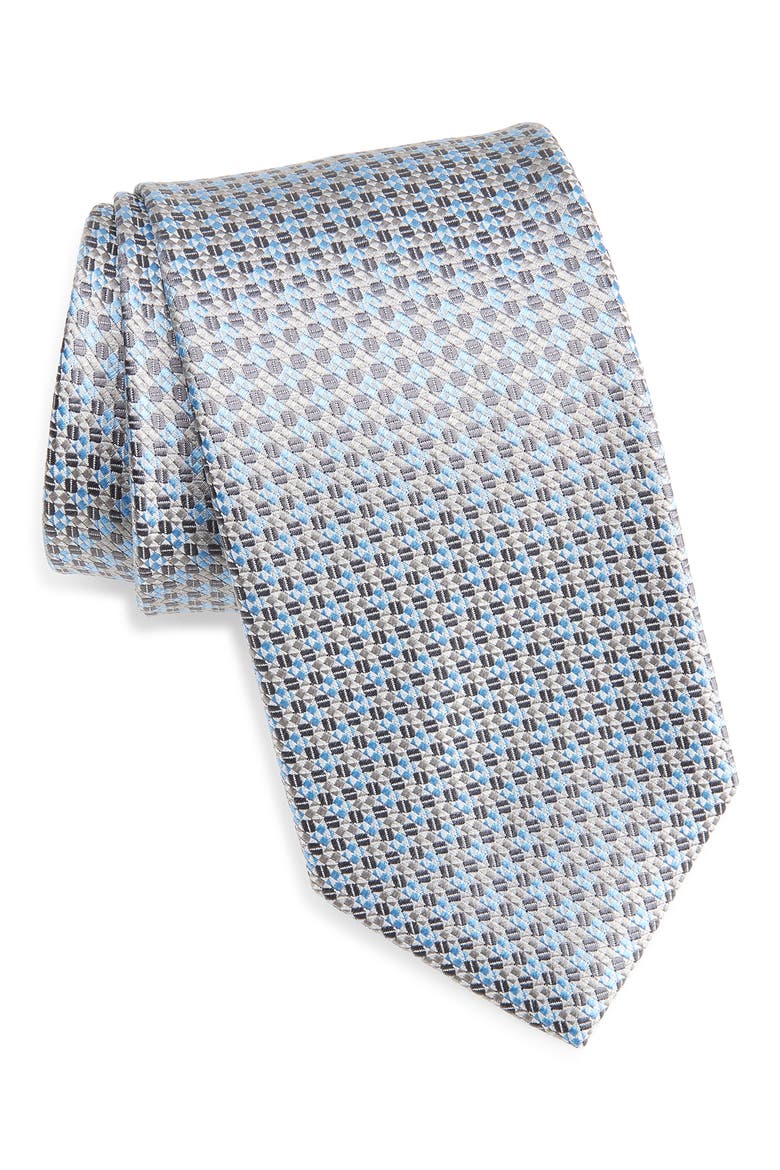 Geometric Jacquard Silk Tie, Main, color, GRAY