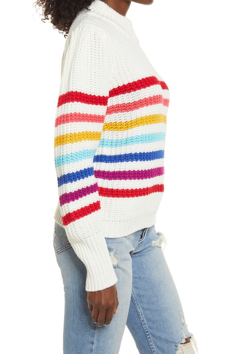 Rainbow Stripe Sweater, Alternate, color, IVORY MULTI