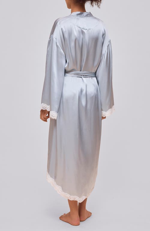 Papinelle Annabelle Lace Trim Longline Satin Robe In Green