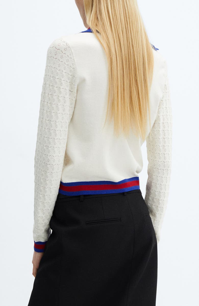 MANGO Stripe Trim Sweater Polo, Alternate, color, 