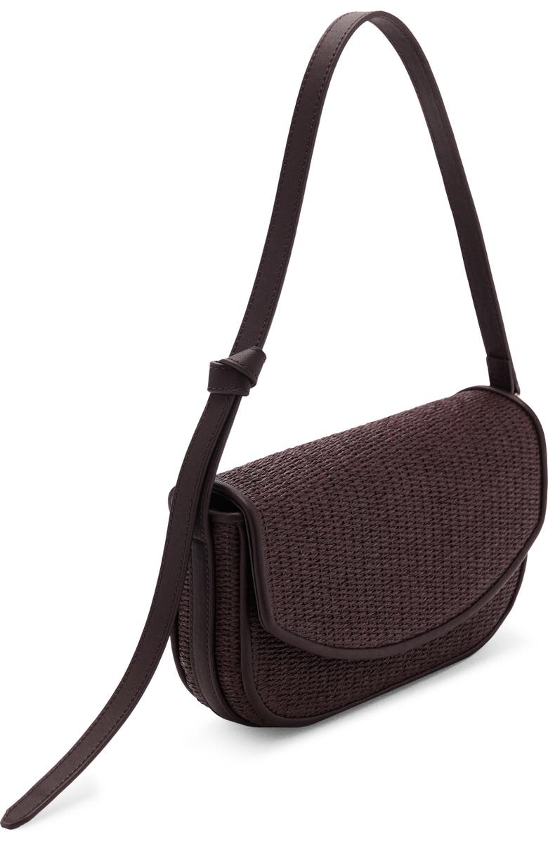MANGO Raffia Flap Shoulder Bag, Alternate, color, Chocolate