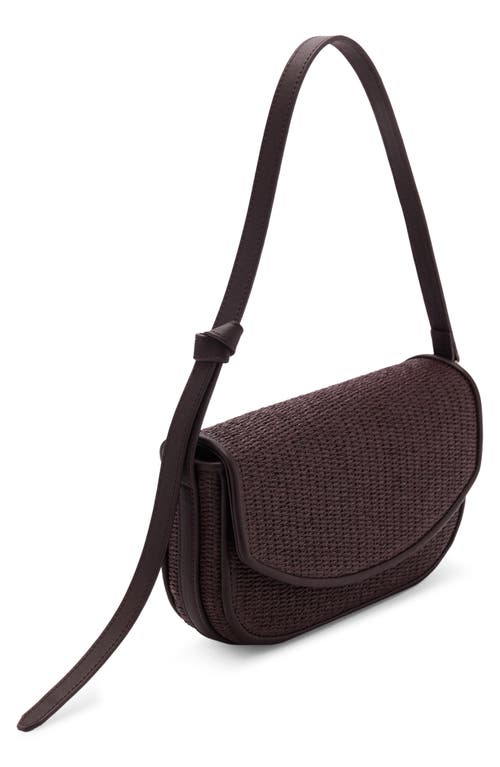 Mango Raffia Shoulder Bag With Flap Chocolate