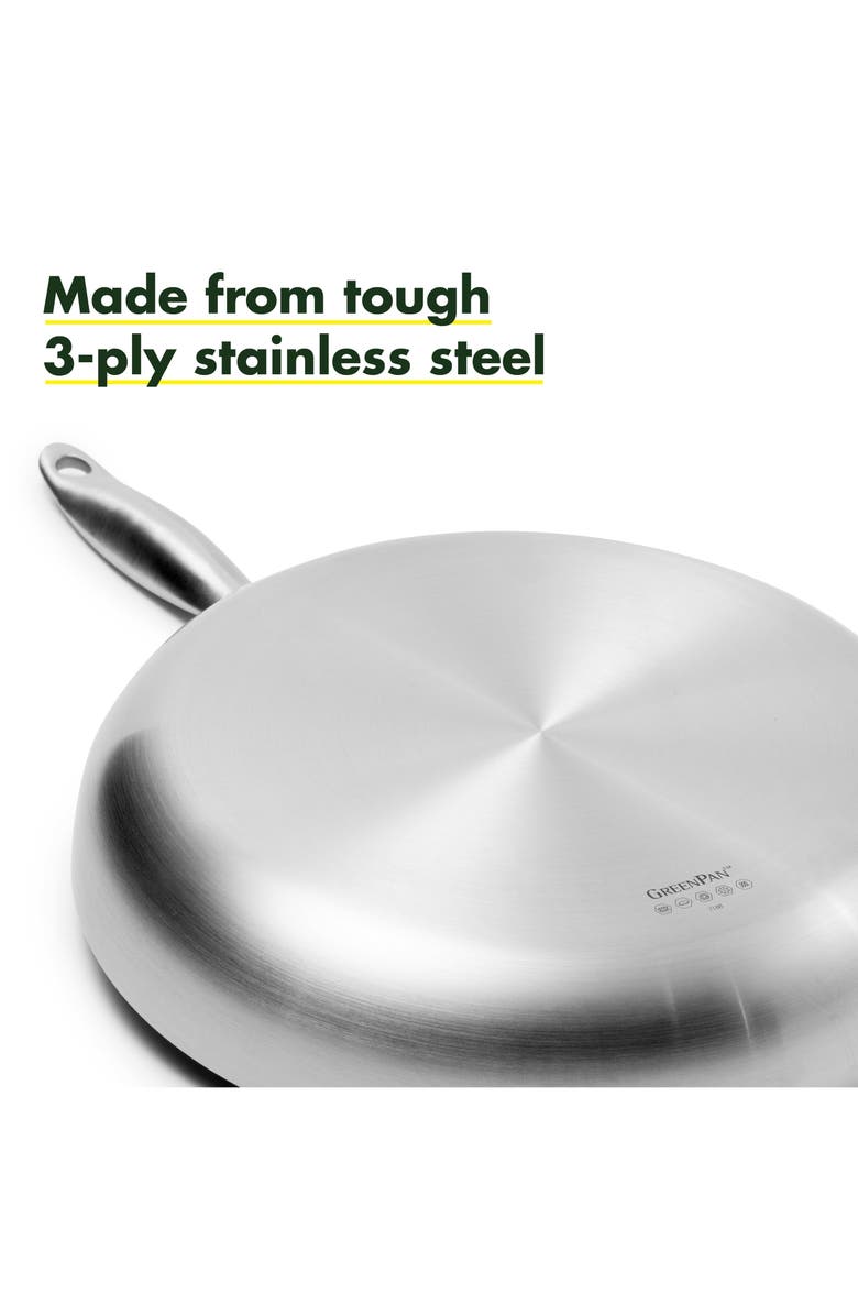 GreenPan Venice Pro 11-Inch Stainless Steel Ceramic Nonstick Fry Pan, Alternate, color,