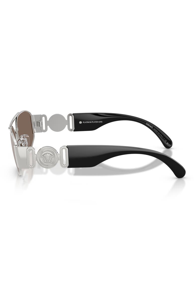Versace 58mm Mirrored Irregular Sunglasses, Alternate, color, Silver / Clear Mirror Platinum