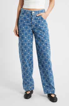 Damson Madder Embroidered Straight Leg Organic Cotton Jeans