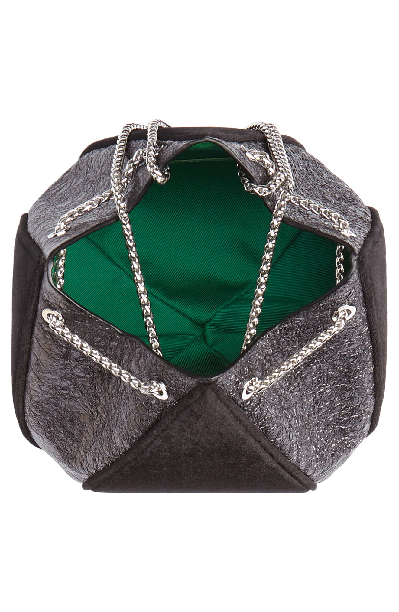 the VOLON Cindy Leather & Velvet Clutch, Alternate, color, 