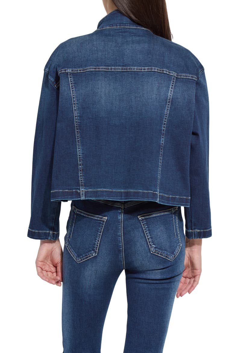Solene Everyday Denim Jacket, Alternate, color, DARK MIDWASH