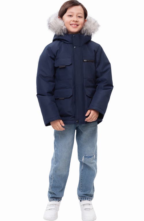 Rokka&rolla Kids' Parka Coat With Detachable Trim In Brown