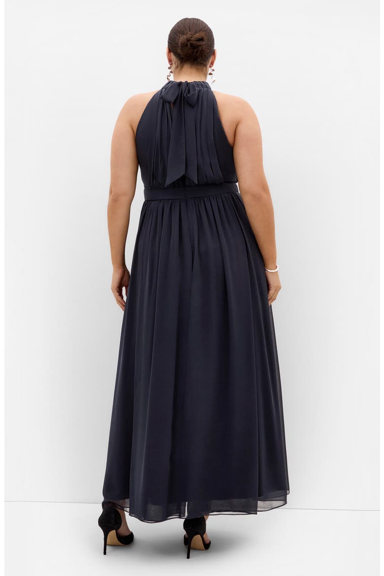 Lucy Pleated Halter Neck Maxi Dress, Alternate, color, NAVY