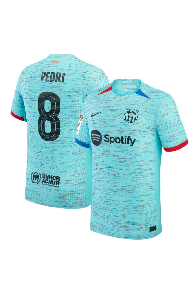 Men's Nike Pedri Aqua Barcelona 2023/24 Third Authentic Jersey, Main, color, Aqua