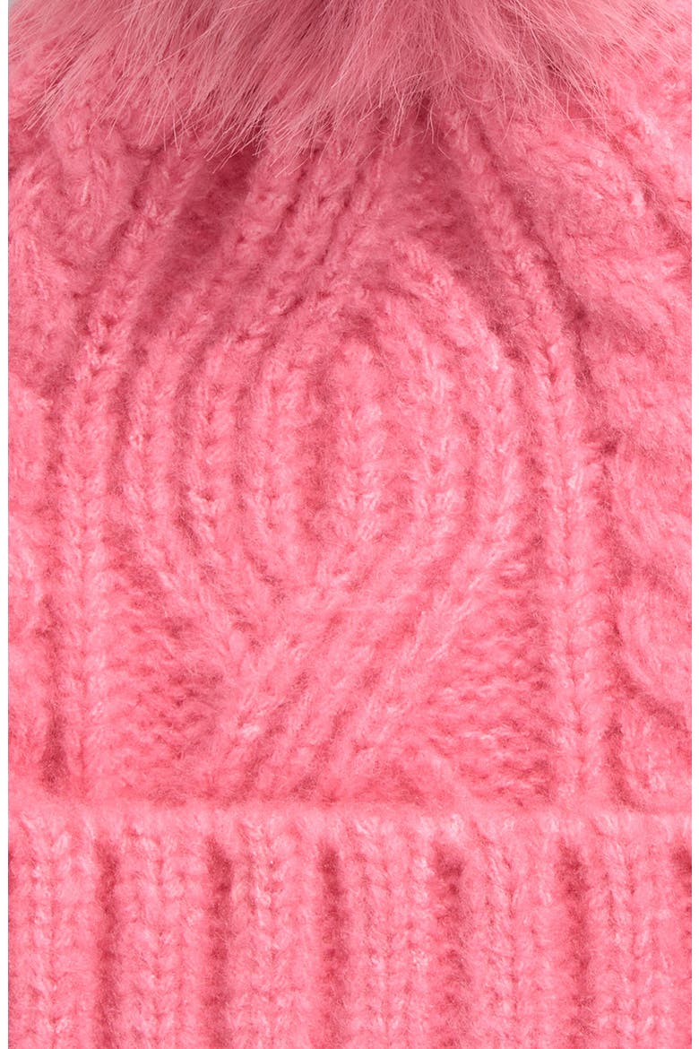 Cable Stitch Pom Beanie, Alternate, color, BUBBLEGUM PINK