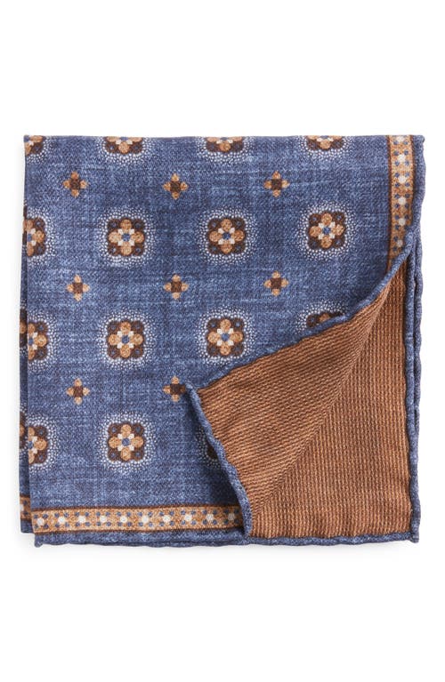 EDWARD ARMAH Foulard Reversible Silk Pocket Square in Denim 