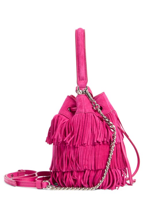 Stuart Weitzman Rae Fringe Mini Bucket Bag In Orange