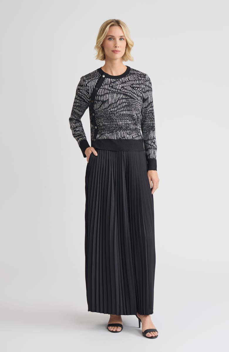 Misook Abstract Animal Print Soft Knit Sweater, Alternate, color, Black/White