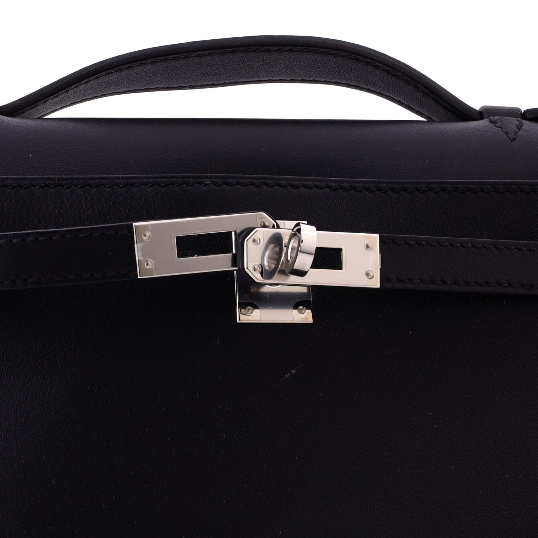 Pre-Owned Hermes Kelly Pochette Swift, Alternate, color, Noir